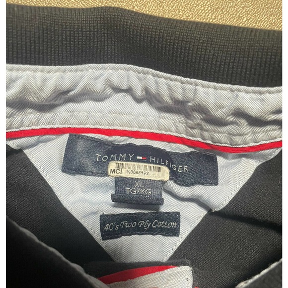 Tommy Hilfiger Mens XL Polo Black 40’s TWO PLY COTTON Embroidered Logo RARE - Picture 3 of 4